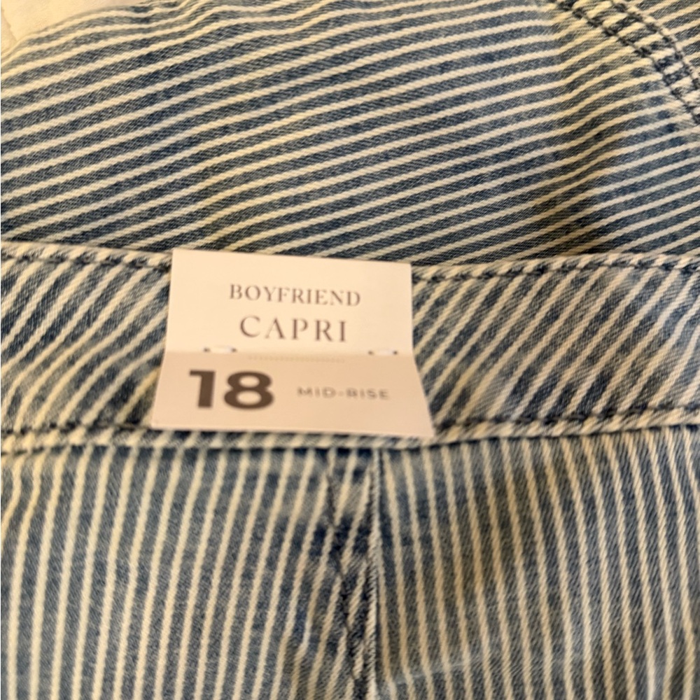 Lane Bryant Railroad Strip Boyfriend Capri Jeans - Picture 12 of 13